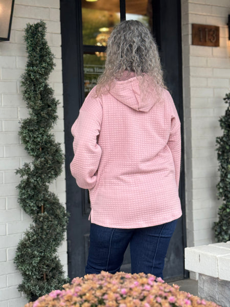 Pink Textured Hoodie