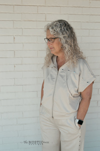 Cream Bottoms with Rivet Detail