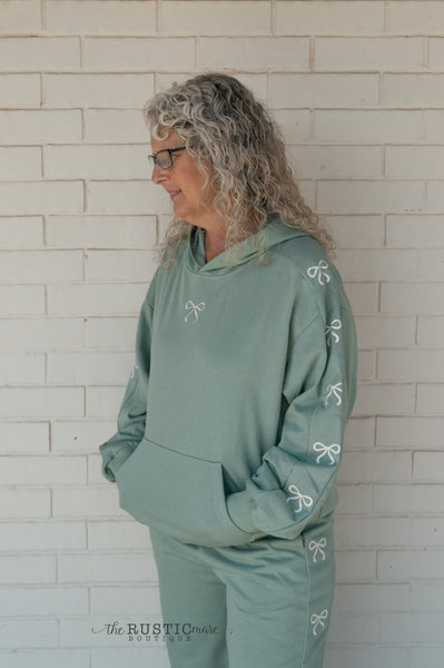 Loungewear Hoodie Set with Ribbon Detail