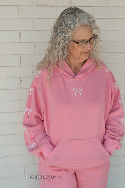 Loungewear Hoodie Set with Ribbon Detail