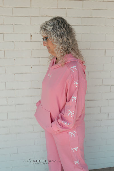 Loungewear Hoodie Set with Ribbon Detail