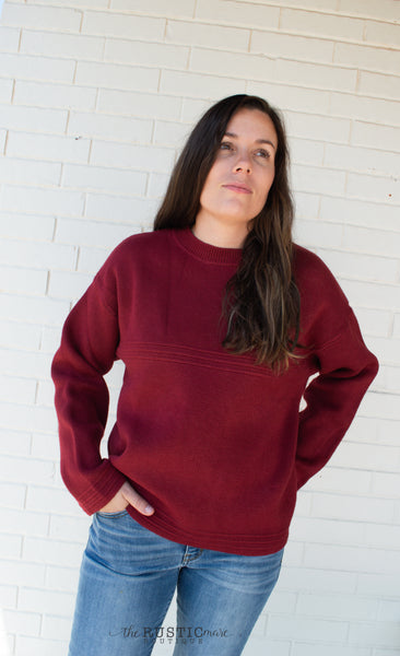 Merlot Lattice Back Sweater