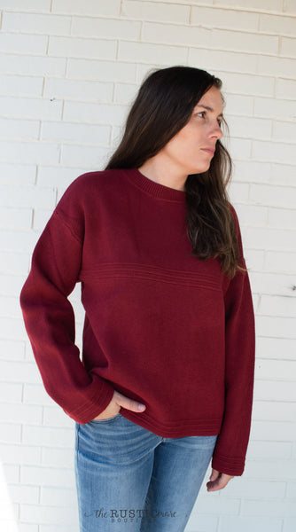 Merlot Lattice Back Sweater