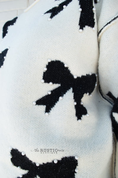 Black Bows Cream Sweater