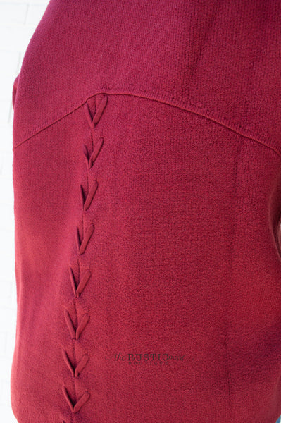 Merlot Lattice Back Sweater