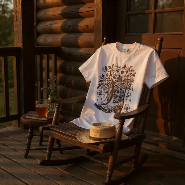 Boots and Roses Tee (pick your color tee)