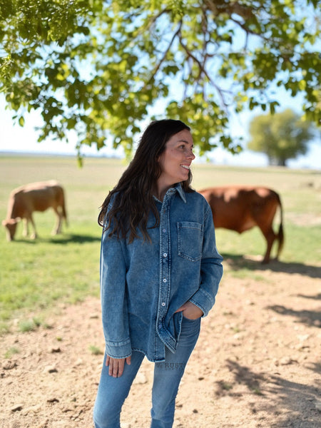 Denim Button Down Shacket