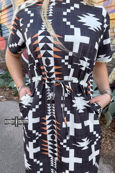 Black Aztec Print Dress