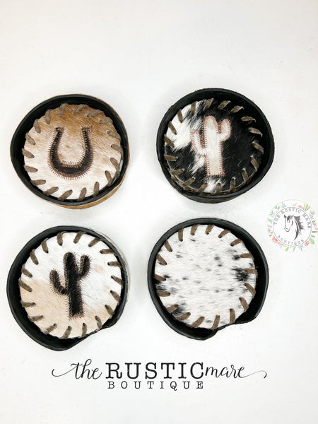 Genuine Cowhide Coaster Set