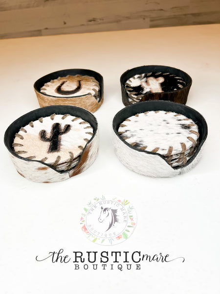 Genuine Cowhide Coaster Set