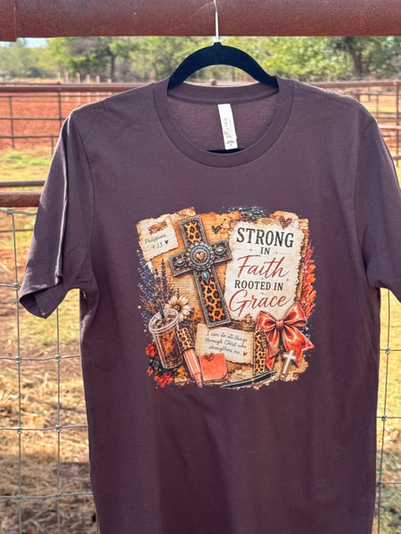 Strong in Faith Philippians 4:13 Christian Graphic Tee