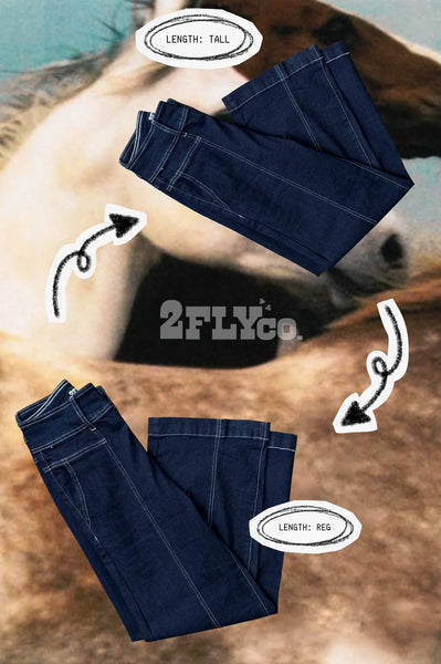 2Fly Dark Wash Stretch Denim Trouser Jeans | Wide Leg Jeans