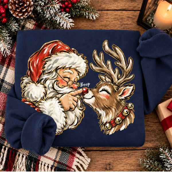 Santa Reindeer Boop Tee or Sweatshirt