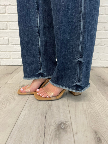 Judy Blue Mid Rise Vintage Wash Wide Leg Jeans