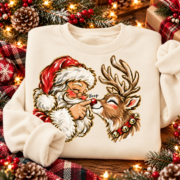 Santa Reindeer Boop Tee or Sweatshirt