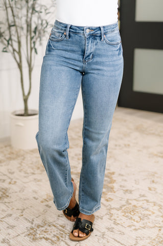 Mid Rise Control Top Vintage Straight Jeans by Judy Blue