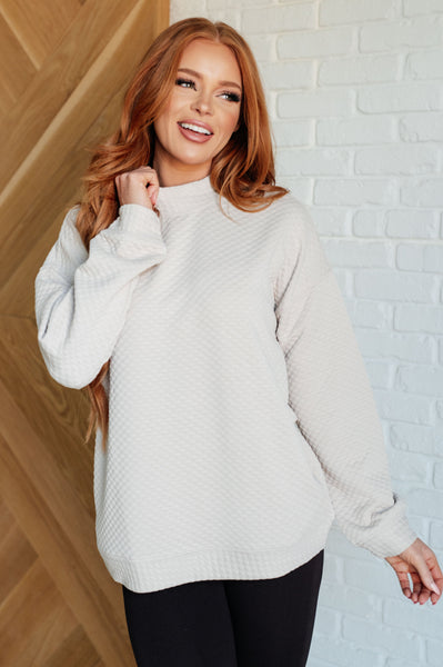 Textured Mock Neck Pullover