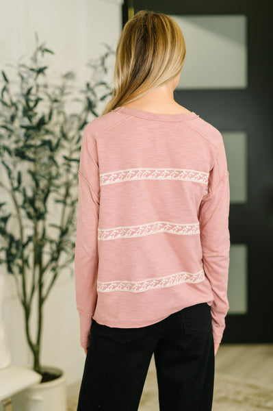 Drop Shoulder Long Sleeve in Dusty Rose