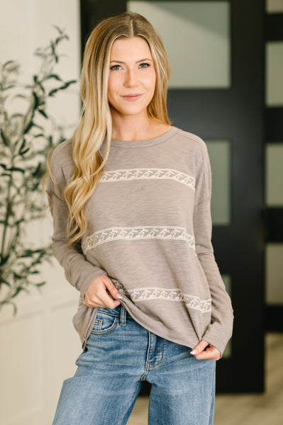 Drop Shoulder Long Sleeve in Stone Taupe