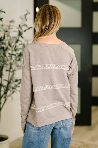 Drop Shoulder Long Sleeve in Stone Taupe