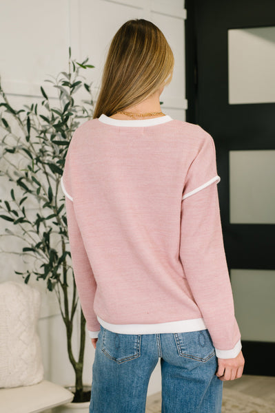 Pink Textured Drop Shoulder Top