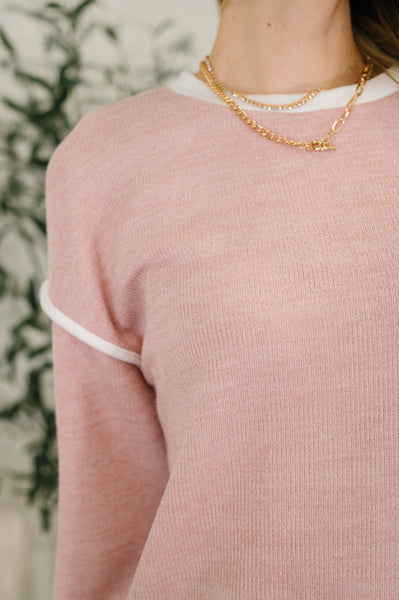 Pink Textured Drop Shoulder Top