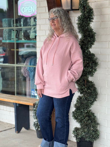 Pink Textured Hoodie