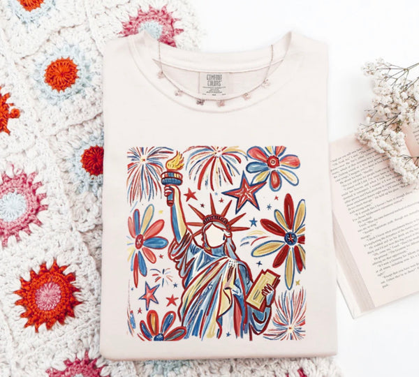 Statue of Liberty Watercolor Tee