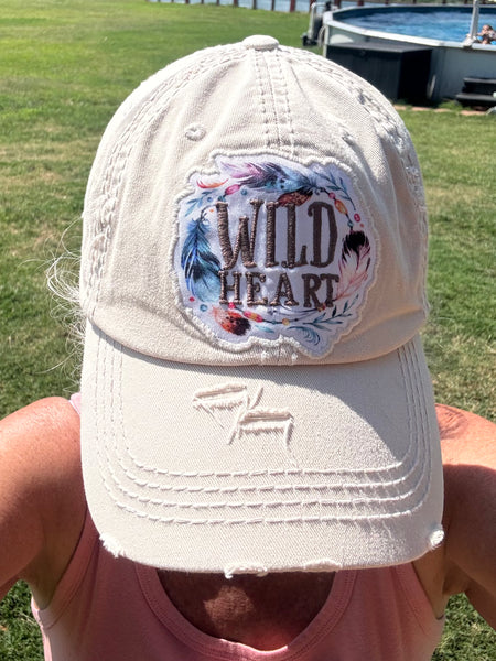 Wild Heart Boho Baseball Cap Cream Adjustable Hat