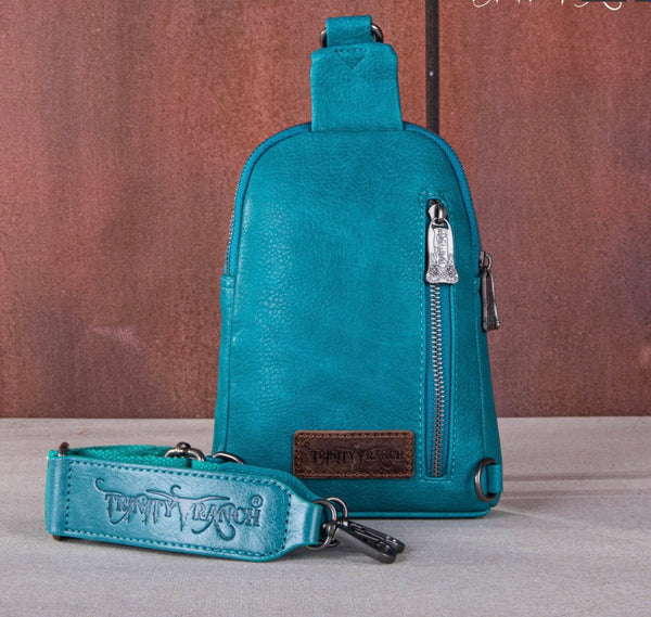 Floral Tooled Sling Bag Purse