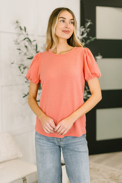Balloon Sleeve Top in Coral