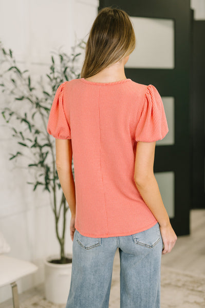 Balloon Sleeve Top in Coral