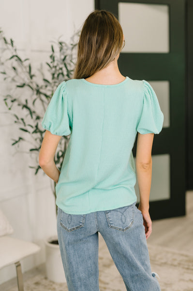Mint Balloon Sleeve Top