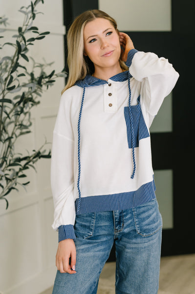 Spring Color Block Hoodie in Blue