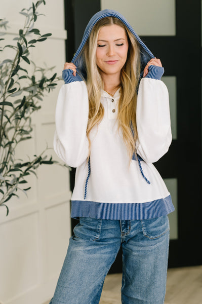 Spring Color Block Hoodie in Blue