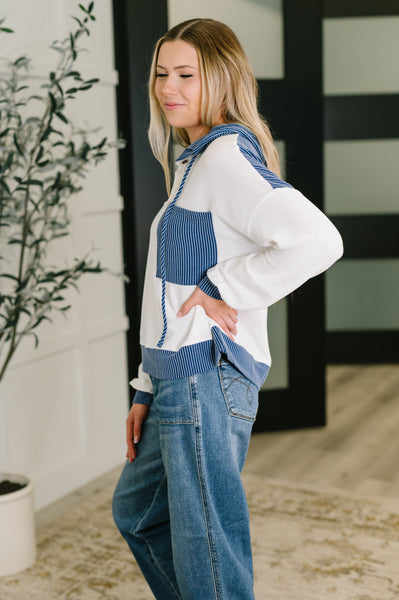 Spring Color Block Hoodie in Blue