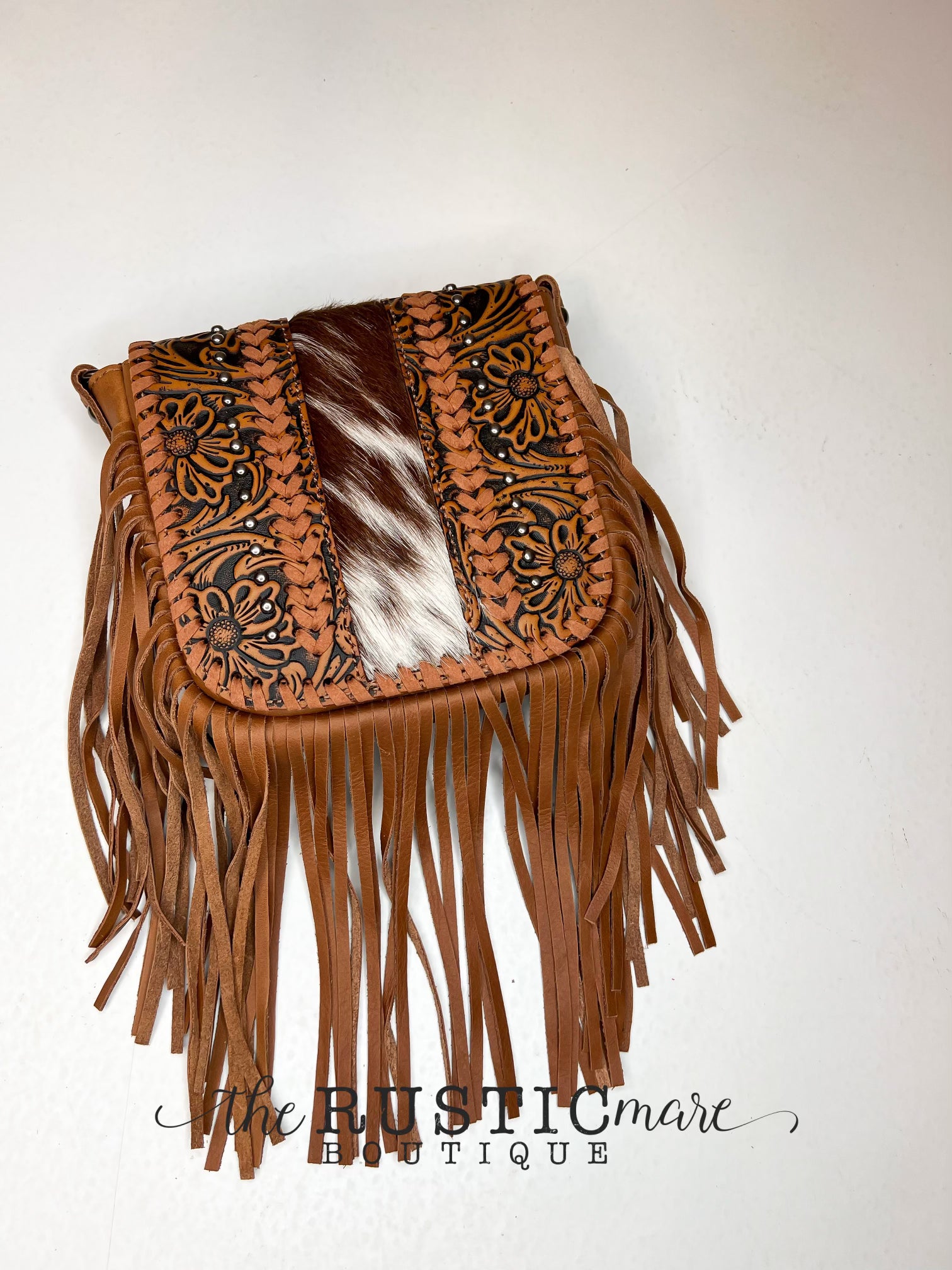 Cowhide & Tooled Leather Crossbody