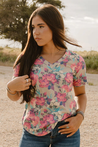 Pink / Cream Floral Top