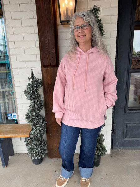Pink Textured Hoodie