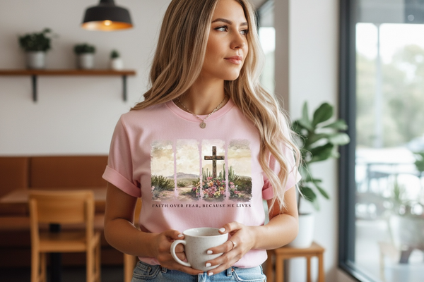 Faith Over Fear, Because He Lives Tee or Sweatshirt