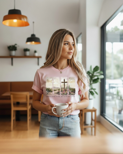 Faith Over Fear, Because He Lives Tee or Sweatshirt