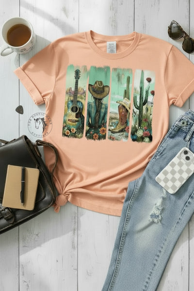 Guitar, Boots, Cactus Tee