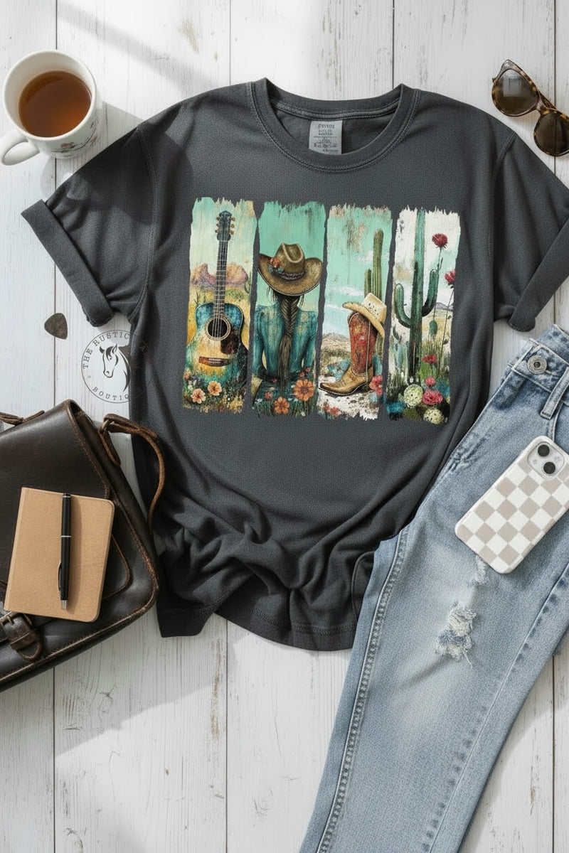Guitar, Boots, Cactus Tee – The Rustic Mare
