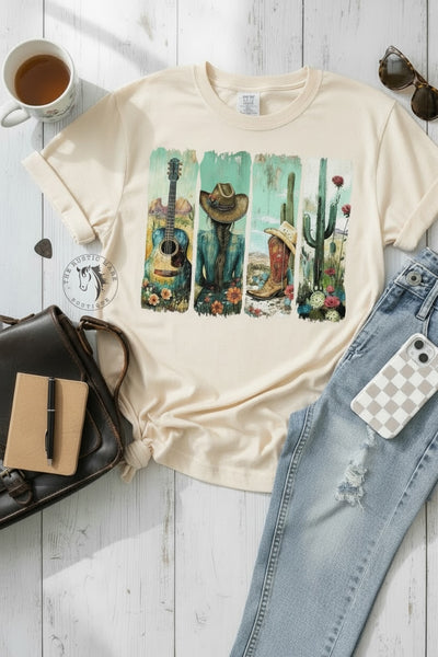 Guitar, Boots, Cactus Tee