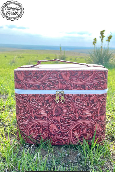 Tooled Leather Print Makeup Box