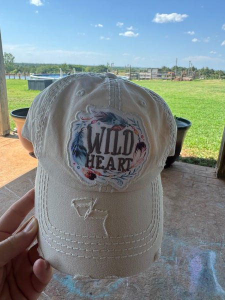 Wild Heart Boho Baseball Cap Cream Adjustable Hat
