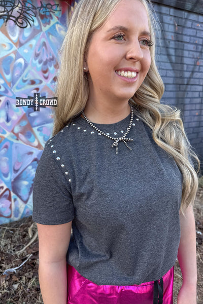 CHARCOAL- Starry Stud Top