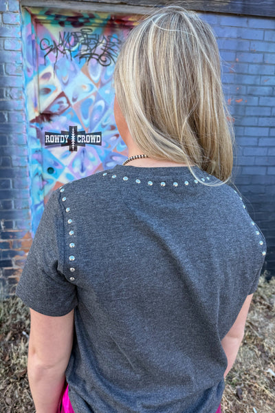 CHARCOAL- Starry Stud Top