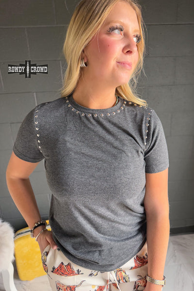 CHARCOAL- Starry Stud Top