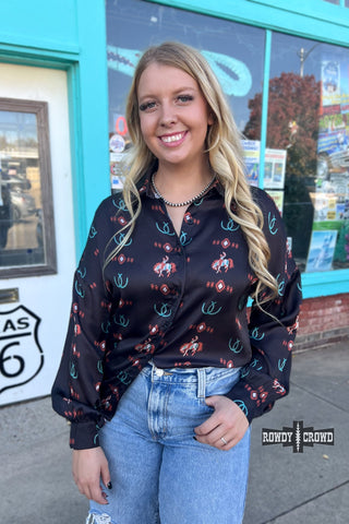 Rodeo Sweetheart Silky Button Up